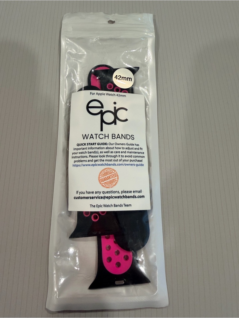 Epic Dual-Tone Black and Pink Silicone Watch Band for 42mm Apple Watch